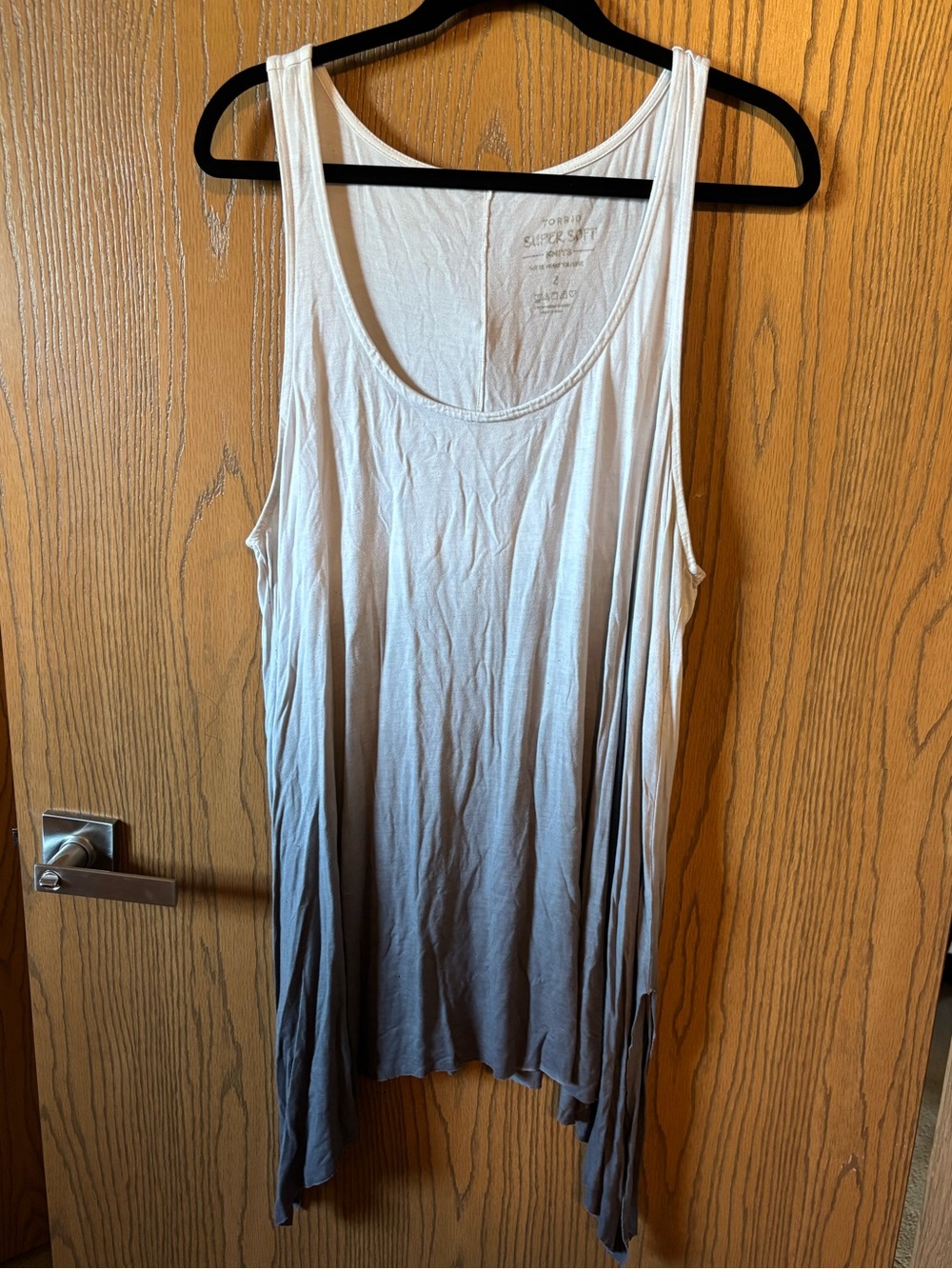 torrid White to Gray Ombre Sleeveless Tunic Length Tank